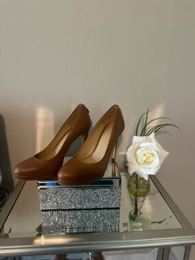 Michael Kors Cognac Leather Platform Pumps
